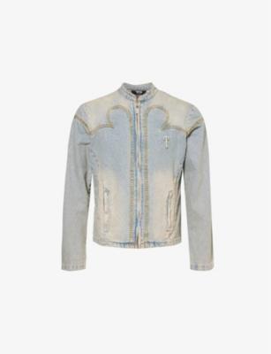 Iron Moto logo-plaque denim jacket by TRAPSTAR