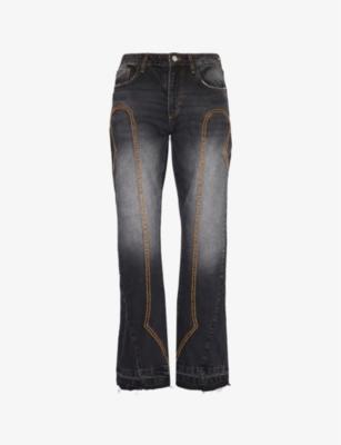 Iron Panel contrast-stitching straight-leg slim-fit denim jeans by TRAPSTAR