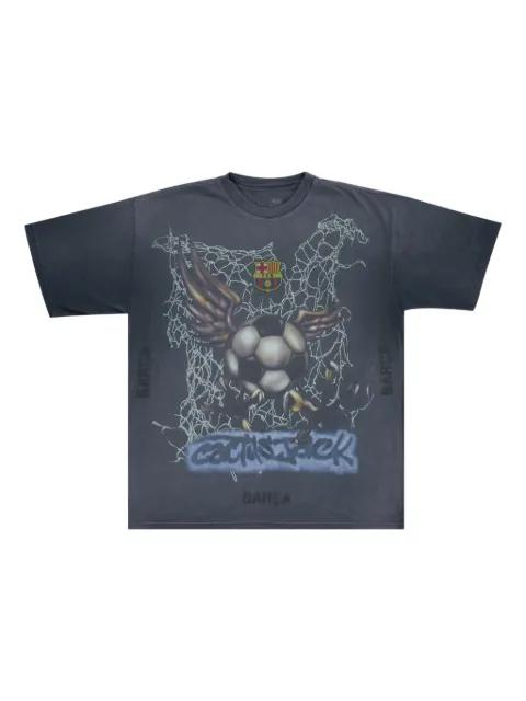 x FC Barcelona Washed Spray logo-print T-shirt by TRAVIS SCOTT x FC Barcelona Washed Spray logo-print T-shirt by TRAVIS SCOTT