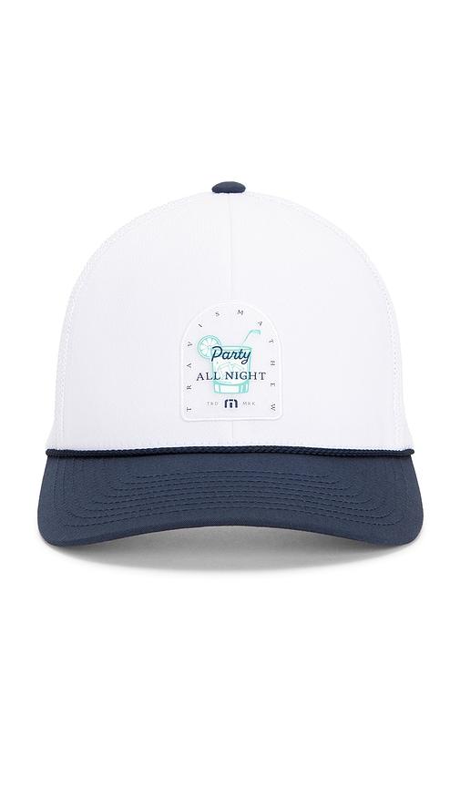 TravisMathew Beer Break Hat in White,Navy by TRAVISMATHEW