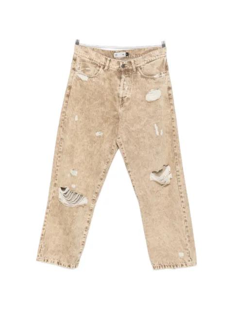 distressed elasticated-cuff jeans by TRC
