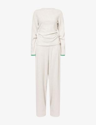 Late Checkout Long-Sleeve Cotton-Blend Top and Trousers Set by TREATS