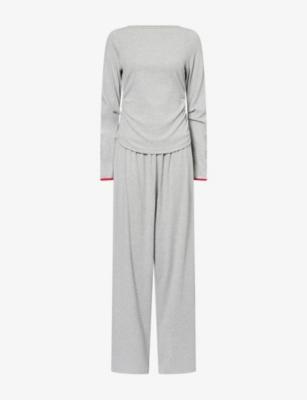 Late Checkout Long-Sleeve Cotton-Blend Top and Trousers Set by TREATS