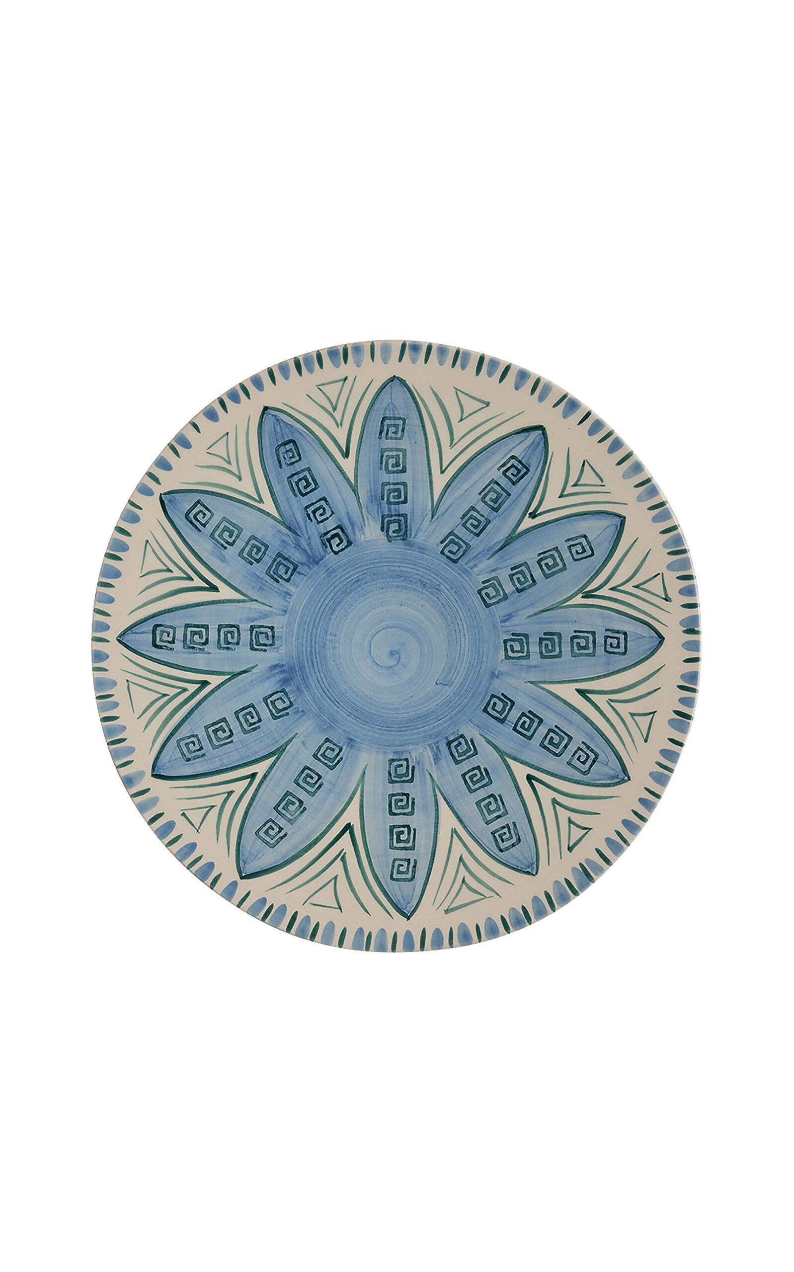 Tressé - Azure Flower Handpainted Dinner Plate - Blue - Moda Operandi by TRESSE