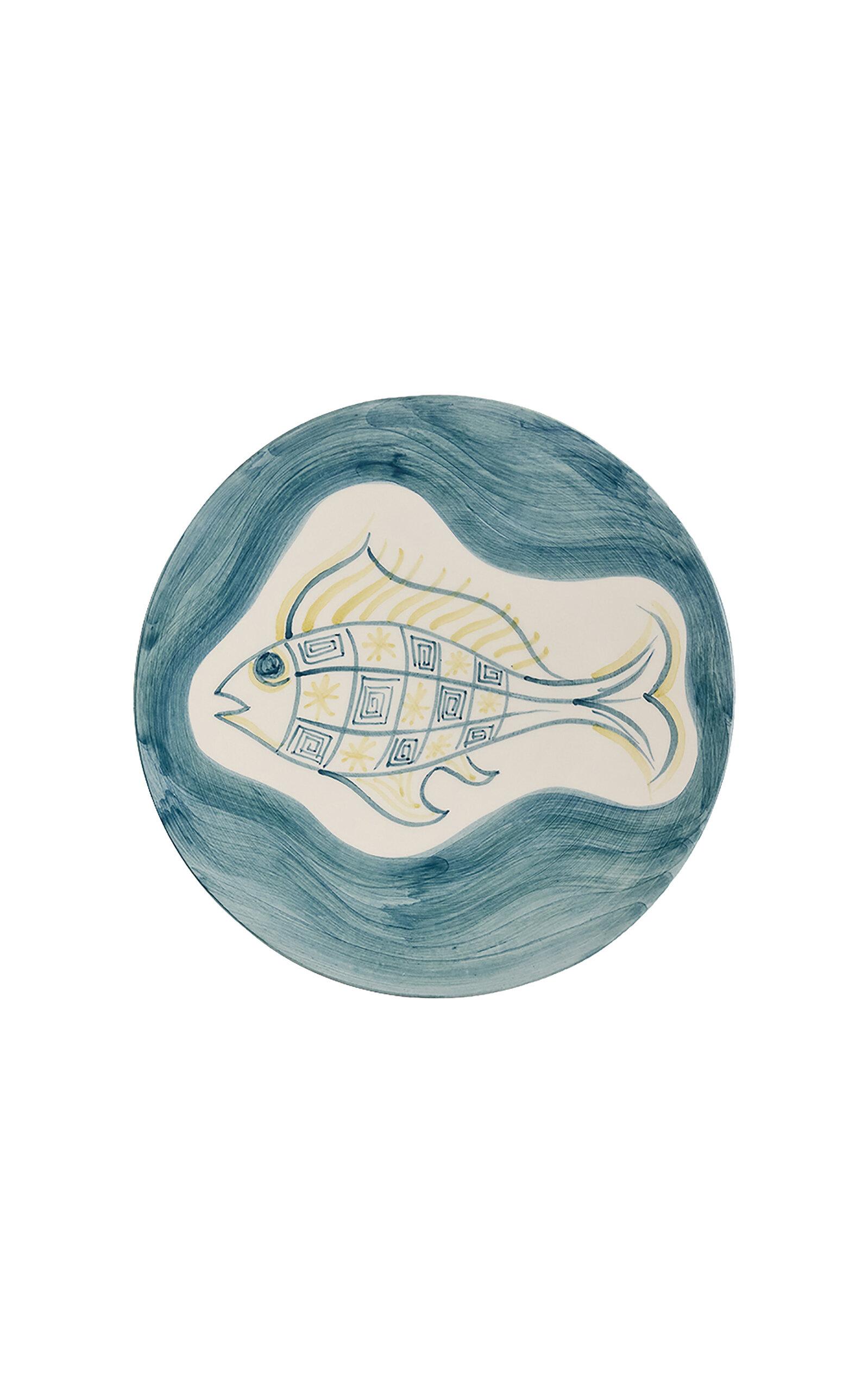 Tressé - Cobalt Fish Handpainted Dessert Plate - Blue - Moda Operandi by TRESSE