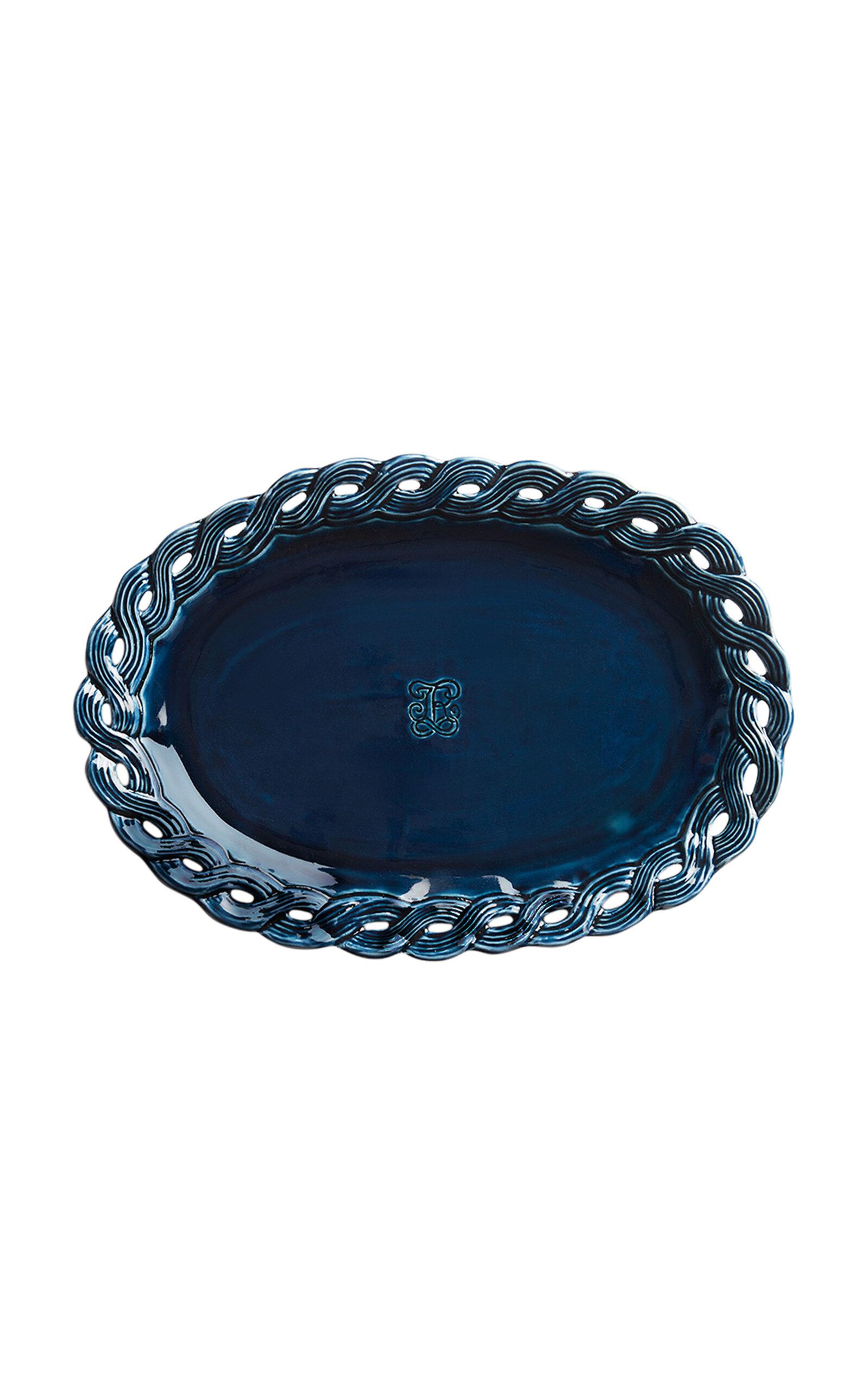 Tressé - Deep Navy Braid Serving Platter - Blue - Moda Operandi by TRESSE