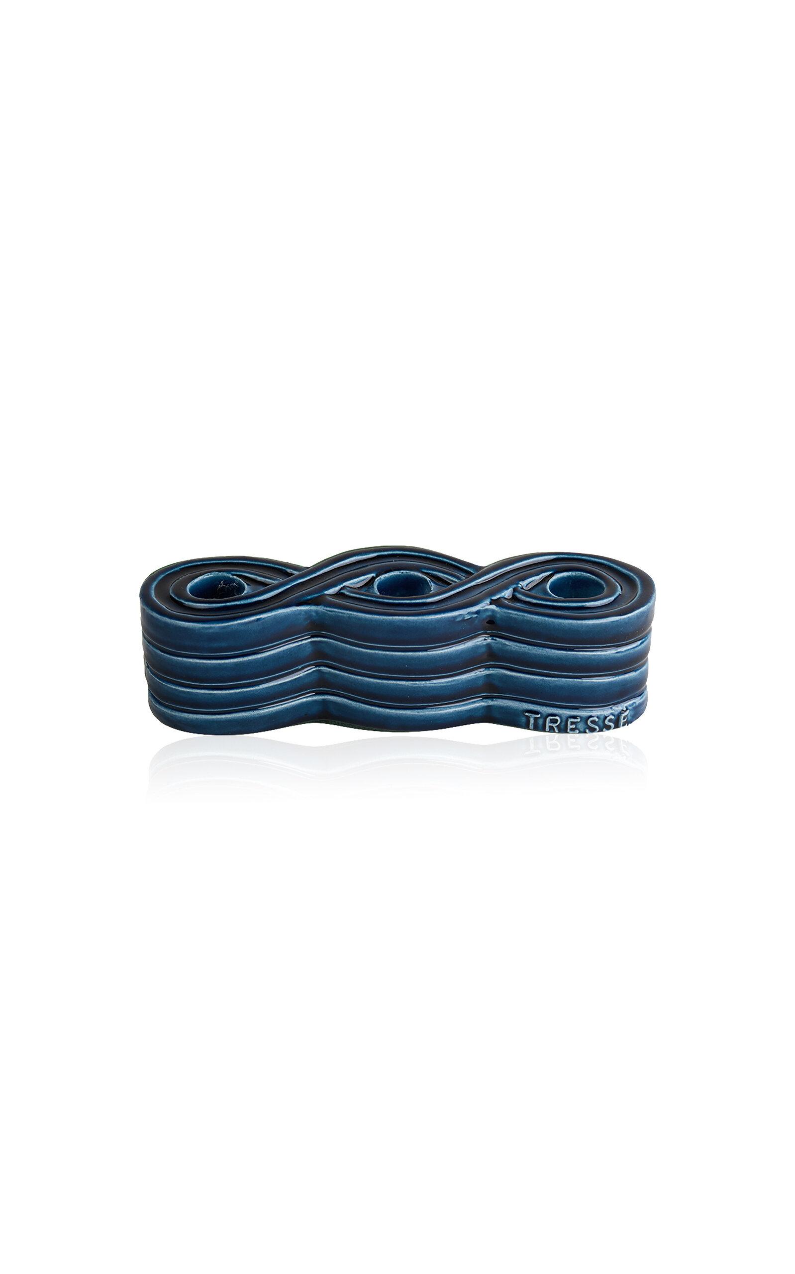 Tressé - Deep Navy Braided Ceramic Candle Holder - Blue - Moda Operandi by TRESSE