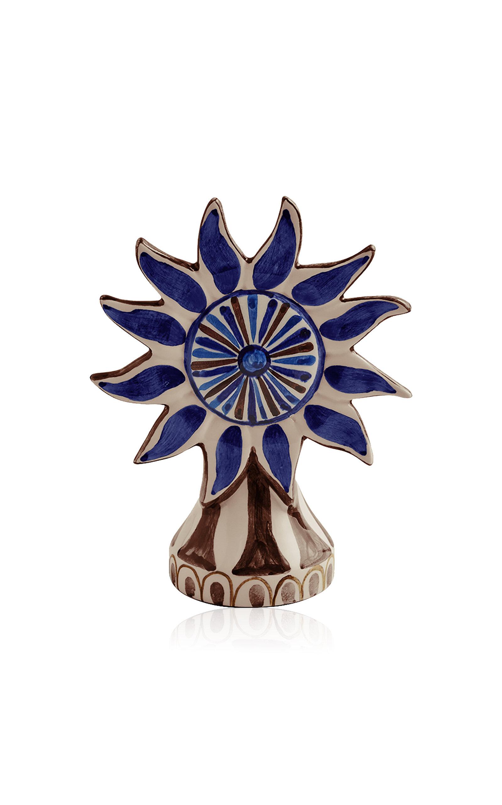 Tressé - Deep Navy Sun Ceramic Candle Holder - Brown - Moda Operandi by TRESSE