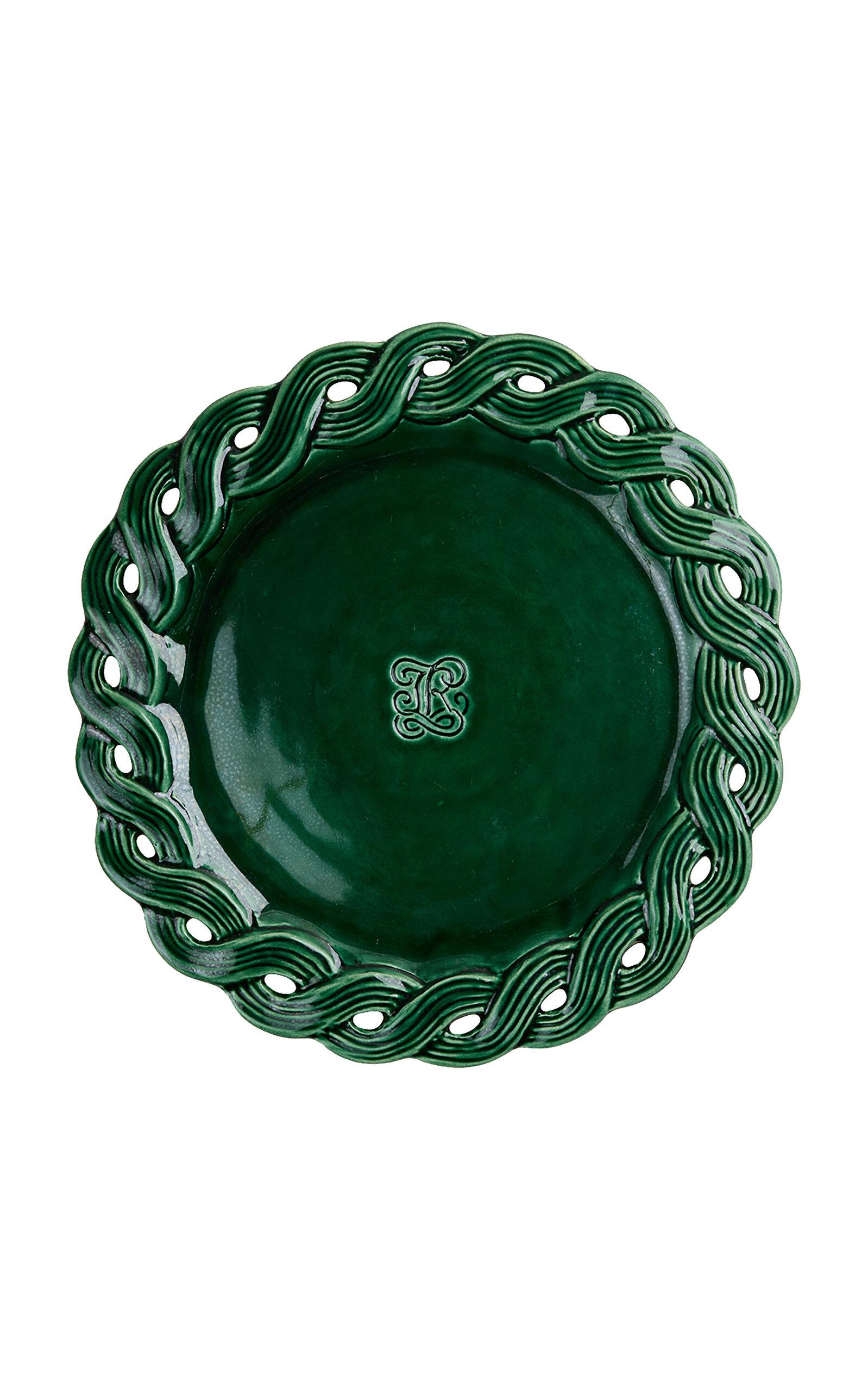 Tressé - Forest Green Braid Dinner Plate - Green - Moda Operandi by TRESSE