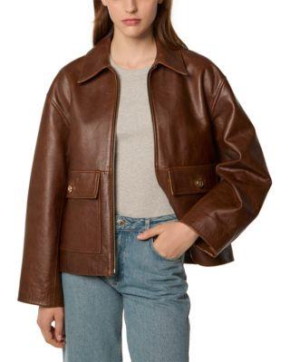 Leather Jacket with Storm Flap by TRESS&EACUTE;