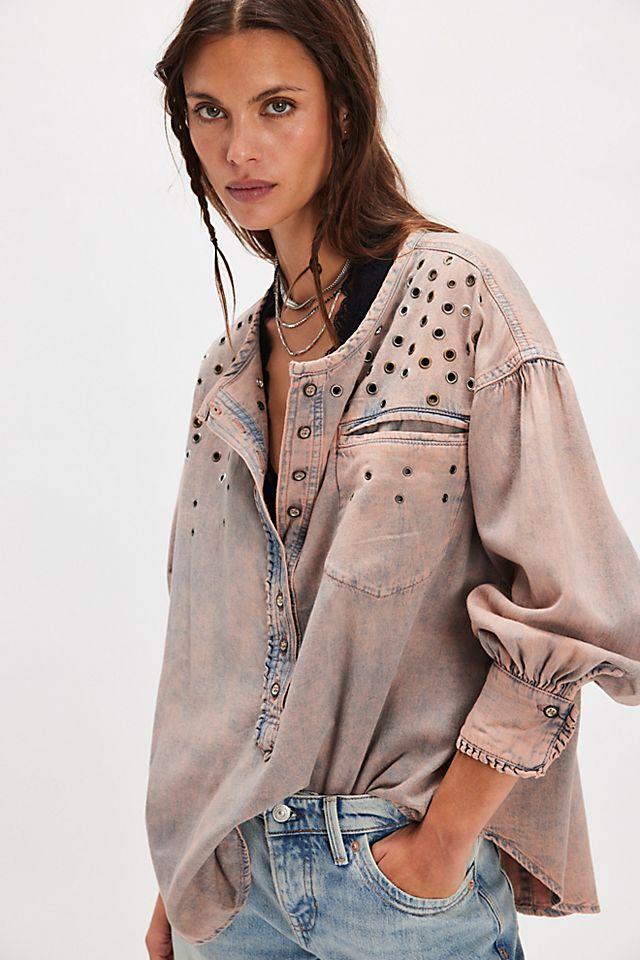 Tricia Fix Studded Denim Dreaming Top by TRICIA FIX | FREE PEOPLE