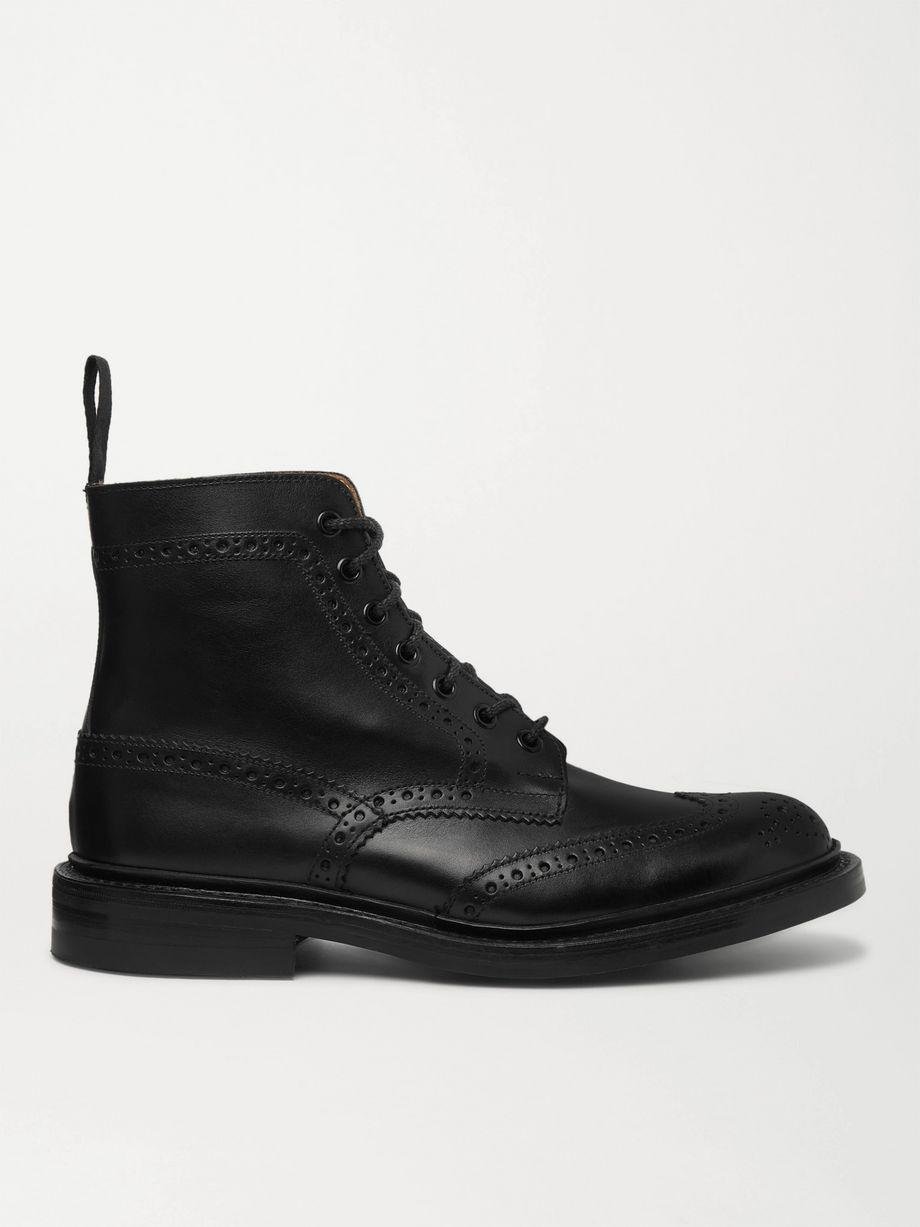 Stow Full-Grain Leather Brogue Boots by TRICKERS
