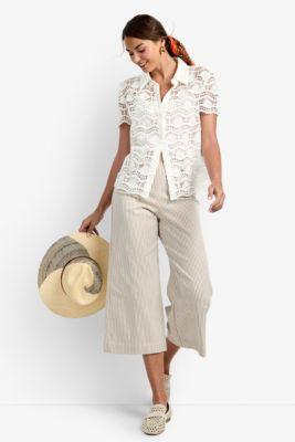 Triton Crochet Lace Button-Front Top by TRINA TURK