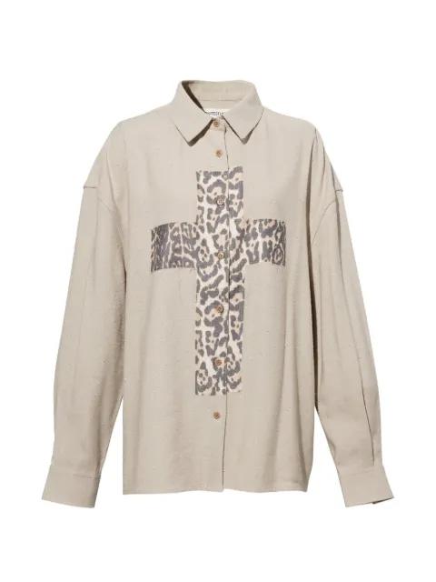 leopard-print-detail shirt by TRINITESTUDIO