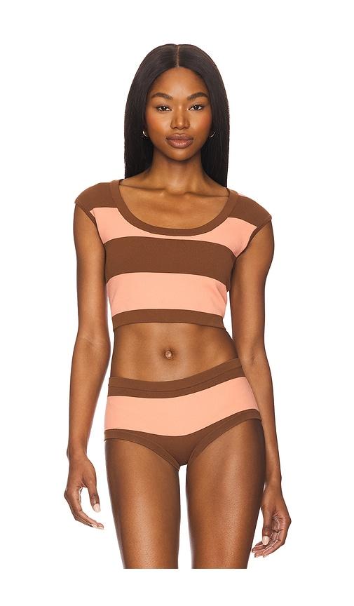 Tropic of C Ballet Bikini Top in Brown,Blush by TROPIC OF C