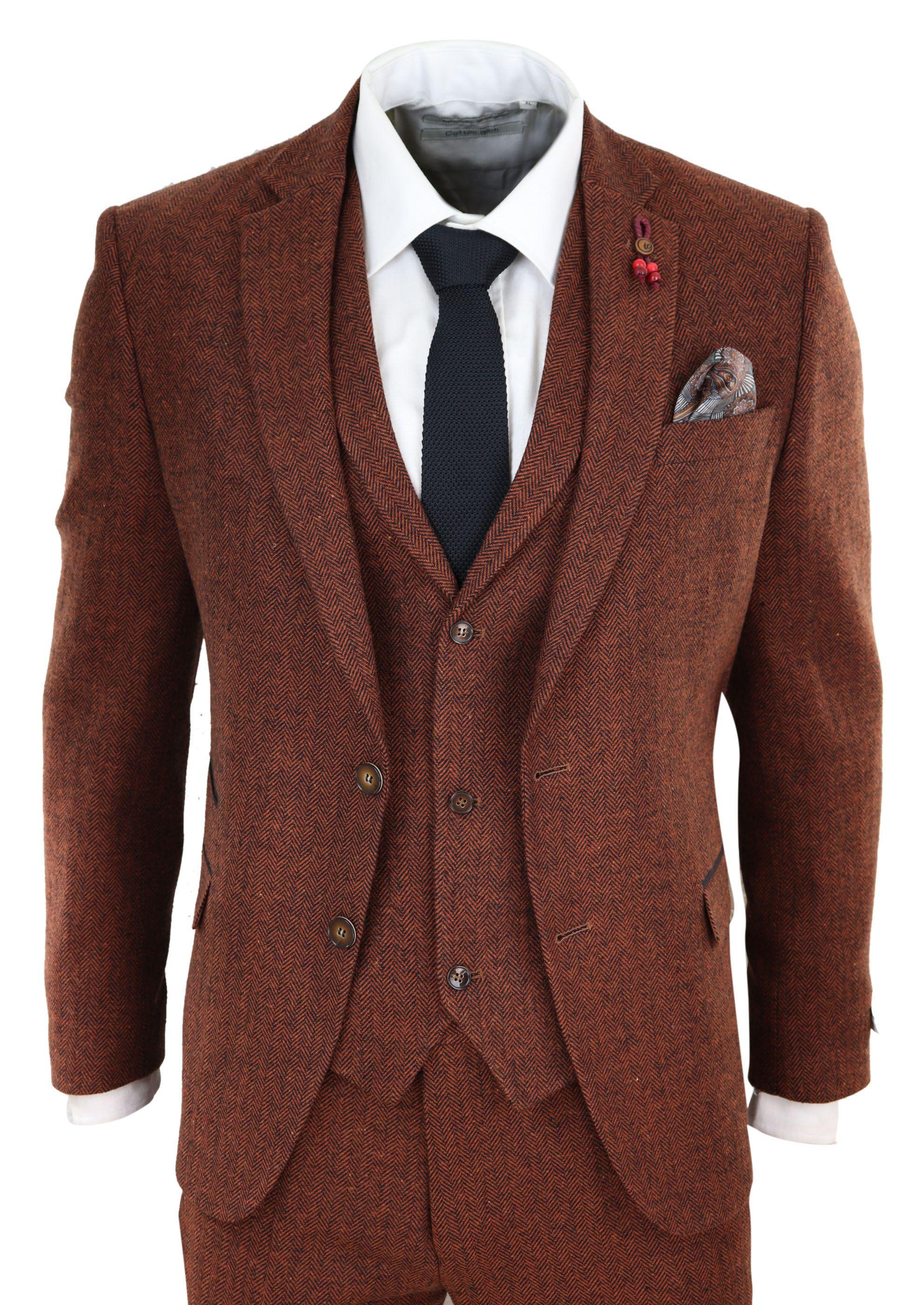 3 Piece Herringbone Suit 281 by TRUCLOTHING