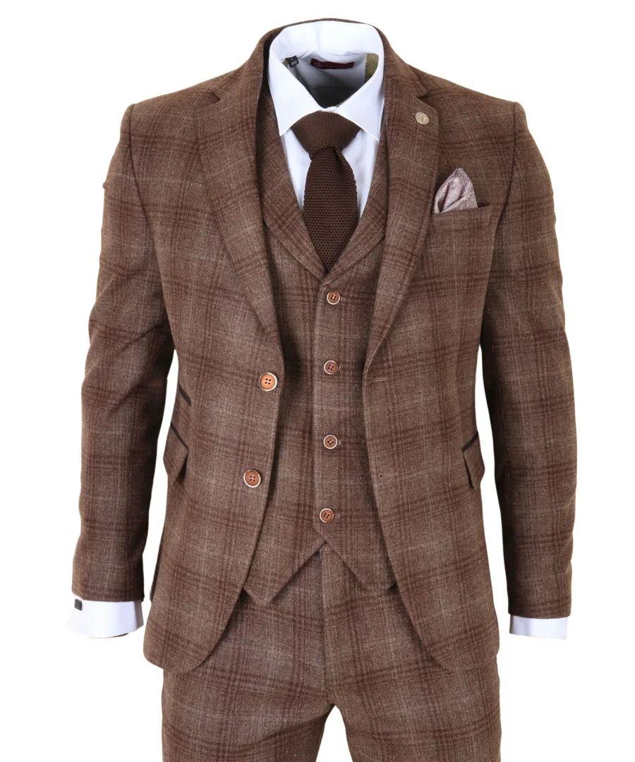 3 Piece Suit Tweed Check 1920s Formal Dress Suits by TRUCLOTHING