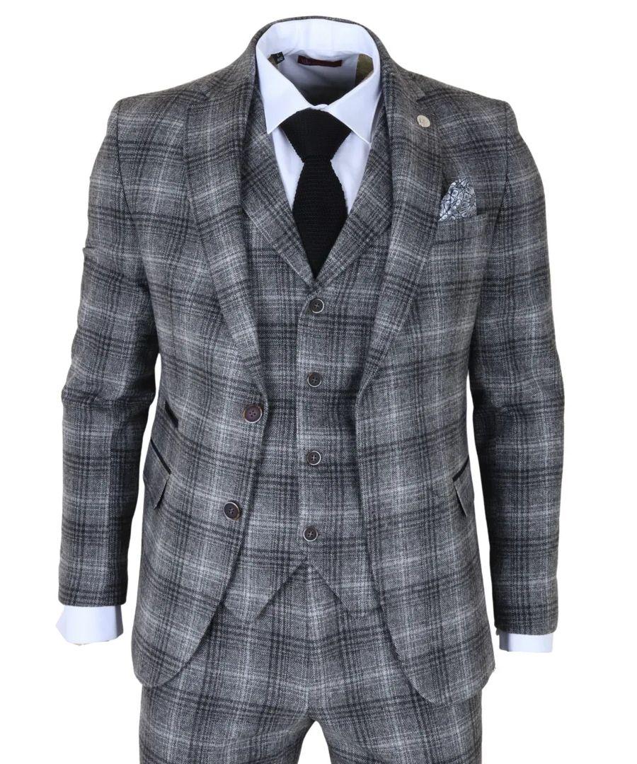 3 Piece Suit Tweed Check 1920s Gatsby Formal Dress Suits by TRUCLOTHING