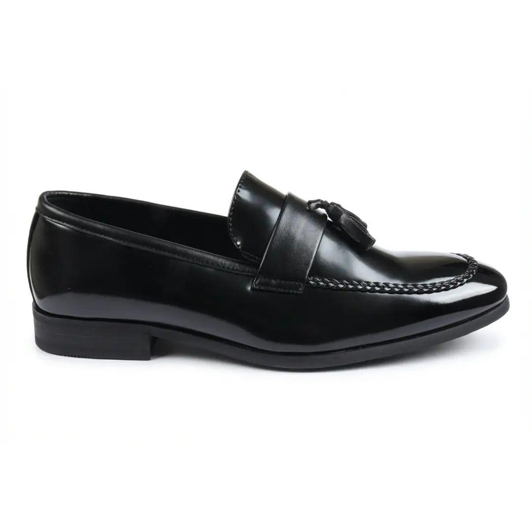 Tassel Loafers High-Gloss Slip-On Moc Toe Dress Shoes by TRUCLOTHING