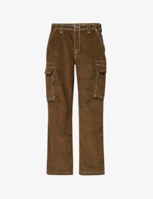 Big-T contrast-stitched straight-leg cotton-corduroy trousers by TRUE RELIGION
