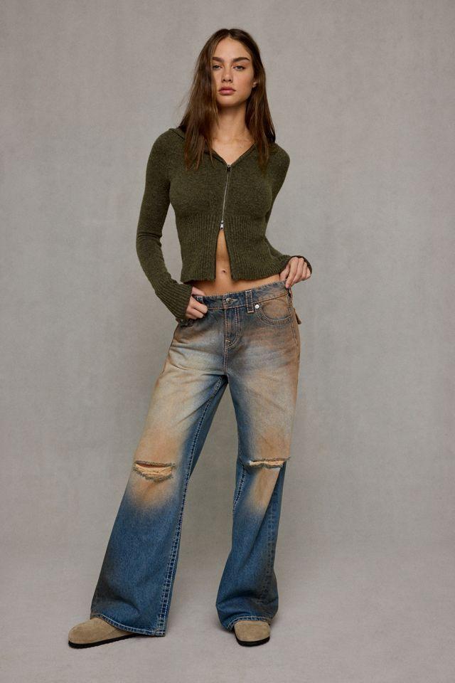 True Religion Bobbi Destroyed Big T Flap Baggy Jeans by TRUE RELIGION