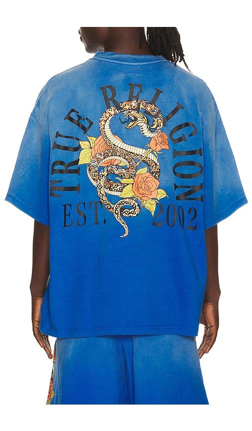 True Religion Floral Snake Oversized Tee in Royal by TRUE RELIGION