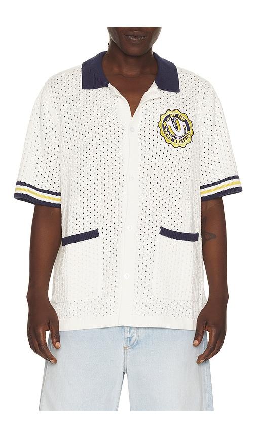 True Religion Horseshoe Crest Knit Shirt in White by TRUE RELIGION