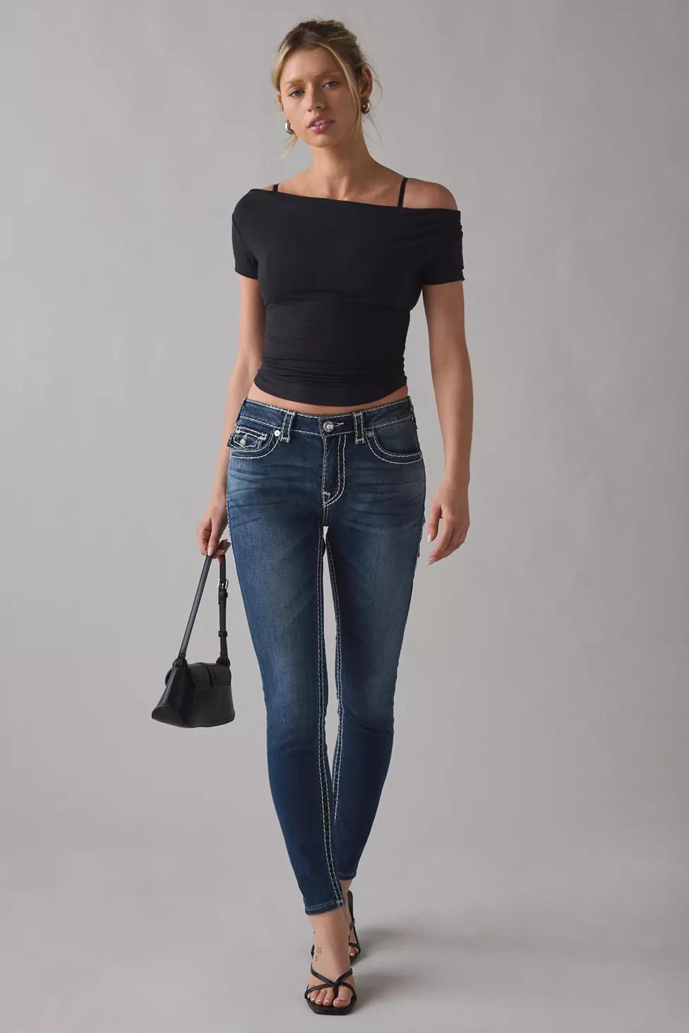 True Religion Jennie Super T Flap Mid-Rise Skinny Jeans by TRUE RELIGION