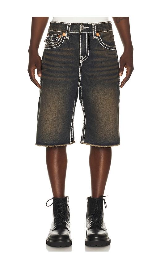 True Religion Mikey Super T Flap Denim Shorts in Black by TRUE RELIGION