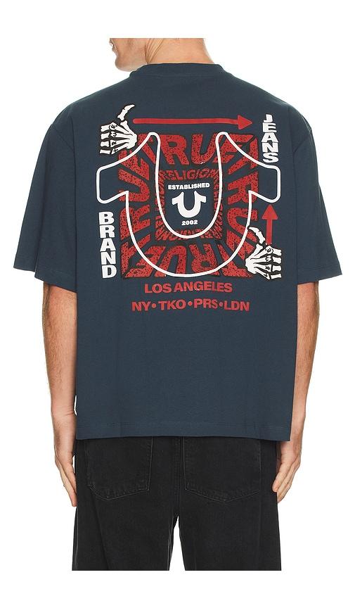 True Religion Thumbs Up Boxy Tee in Blue by TRUE RELIGION