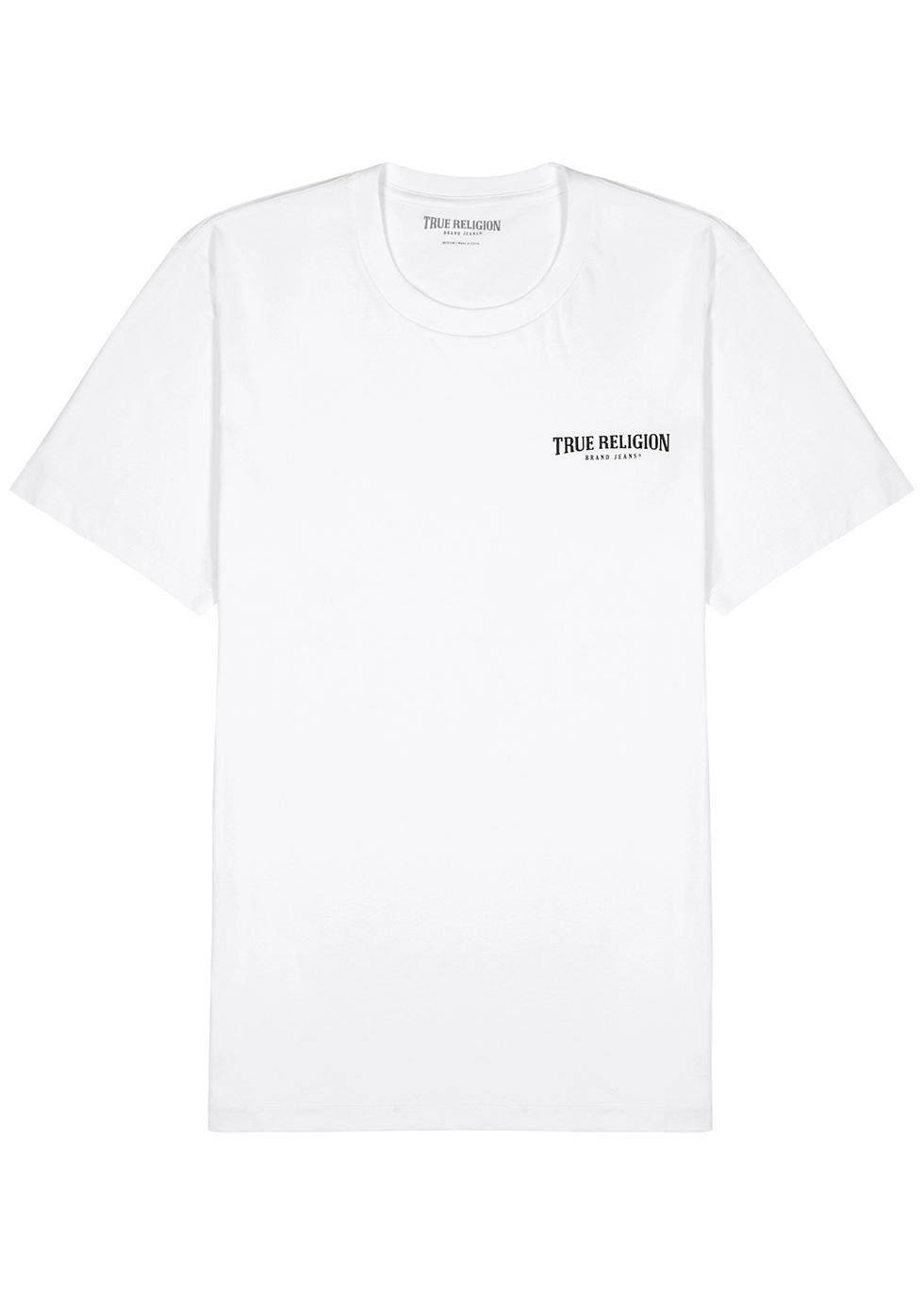 White Logo print Cotton T shirt By TRUE RELIGION Jellibeans