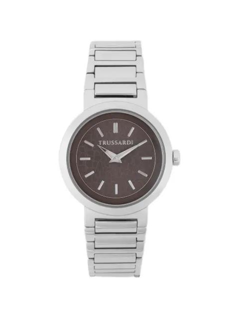 Silver Tone Round 35mm Watch by TRUSSARDI