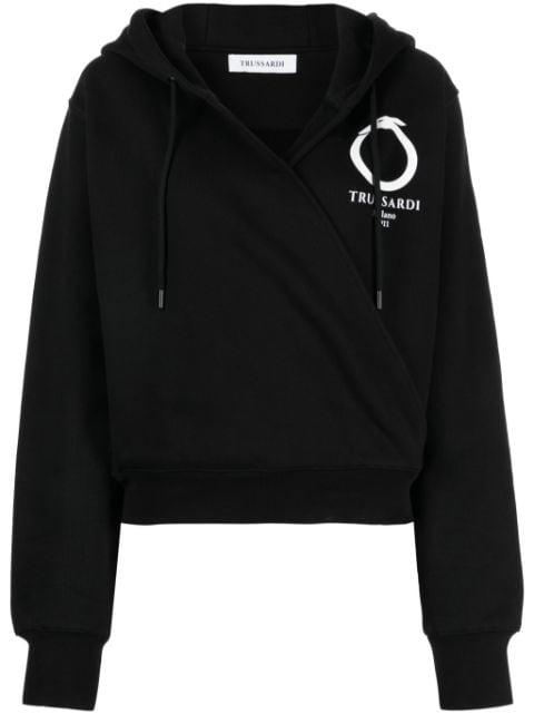 logo-print cotton hoodie by TRUSSARDI