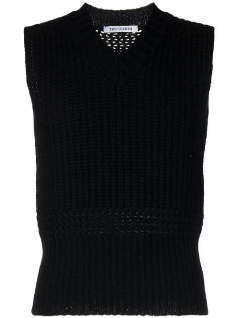 sleeveless V-neck jumper by TRUSSARDI