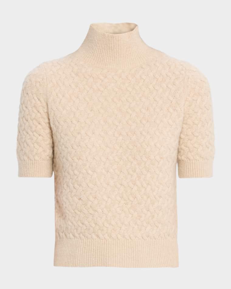 Boucle Cashmere Cable-Knit Turtleneck by TSE CASHMERE