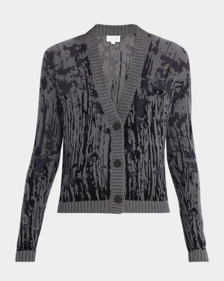 Cashmere Abstract-Print Cardigan by TSE CASHMERE