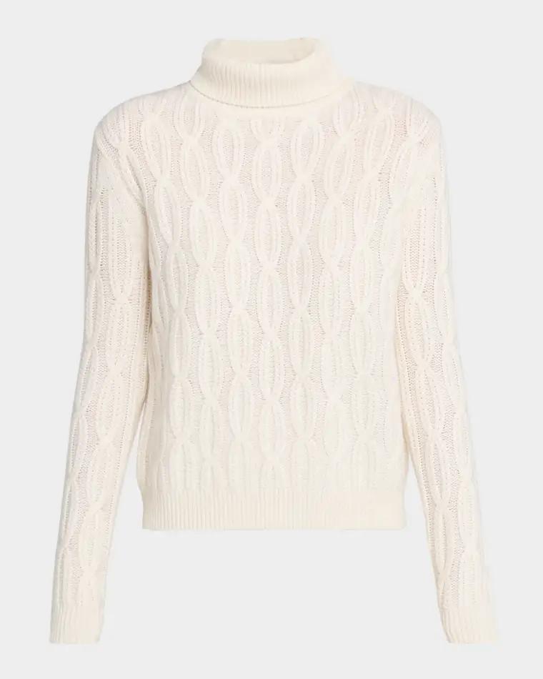 Cashmere Braided Cable-Knit Turtleneck by TSE CASHMERE