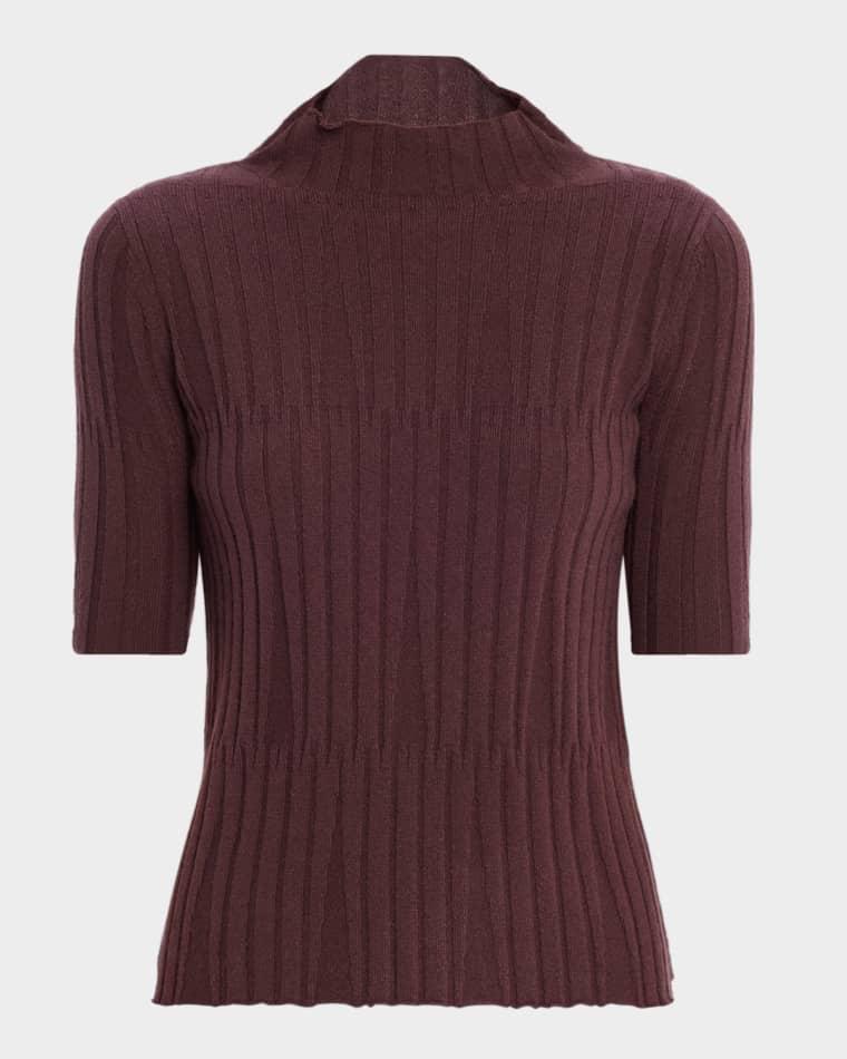 Cashmere Ribbed Mock-Neck Sweater by TSE CASHMERE