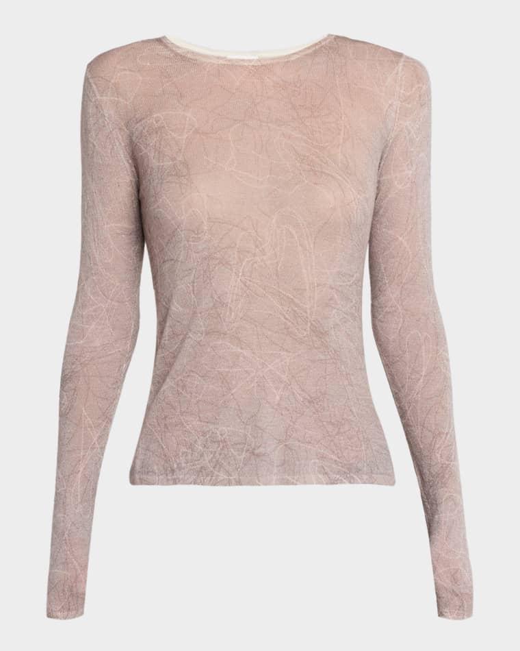 Cashmere Sheer Abstract-Print Top by TSE CASHMERE
