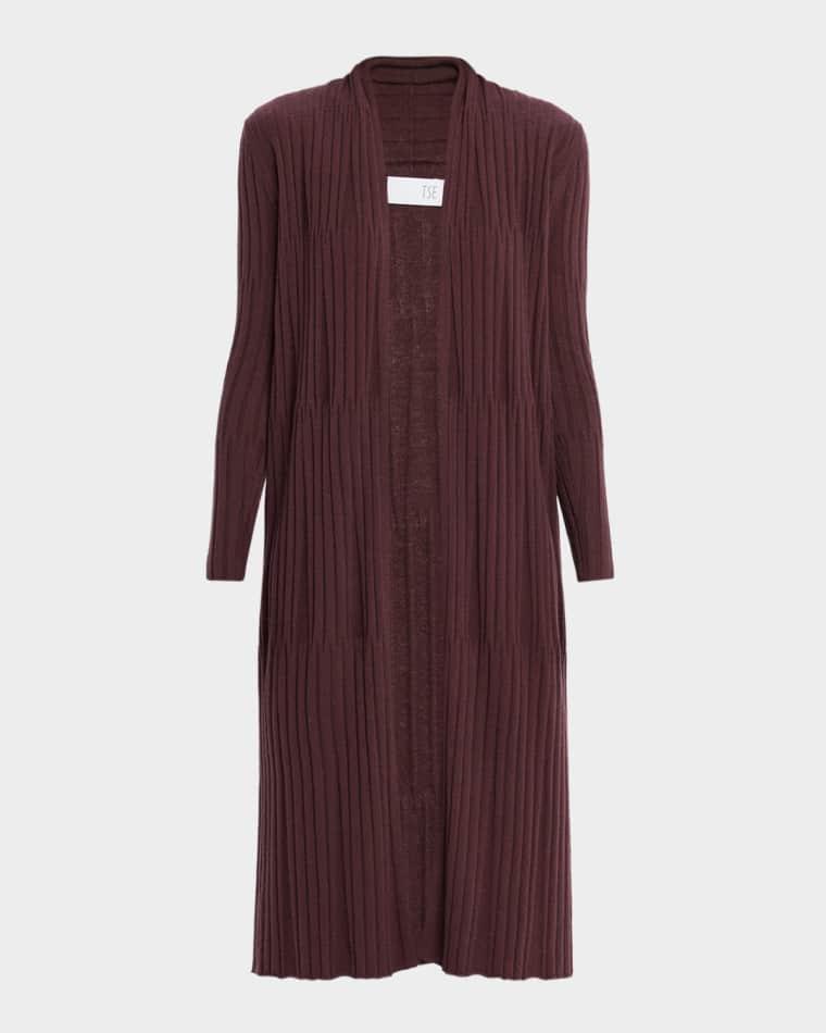 Cashmere Variegated Rib Long Cardigan by TSE CASHMERE