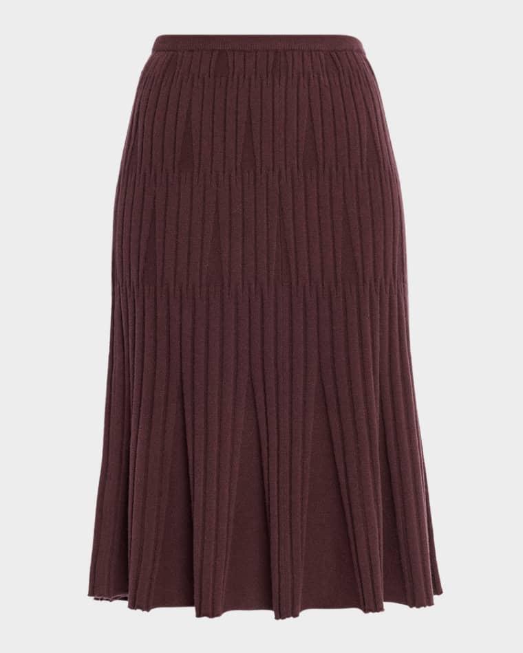 Cashmere Variegated Rib Midi Skirt by TSE CASHMERE