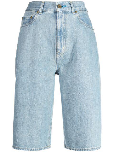 The Turquoise high-rise denim Bermuda shorts by TU ES MON TRESOR