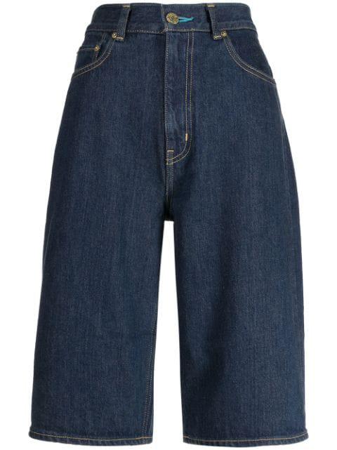 The Turquoise high-rise denim Bermuda shorts by TU ES MON TRESOR