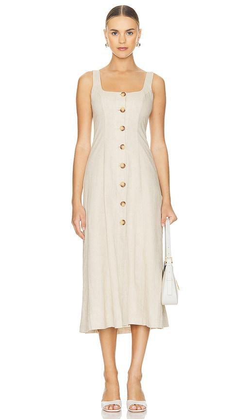 Tularosa Carley Midi Dress in Beige by TULAROSA