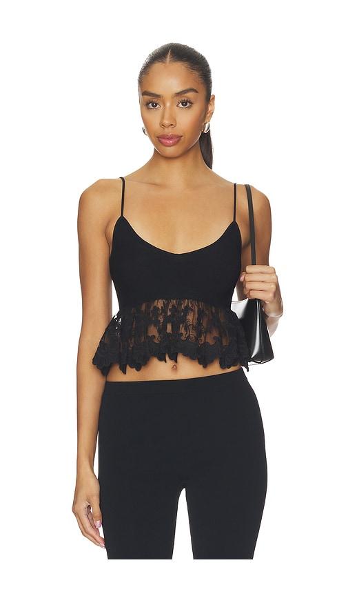Tularosa Dora Knit Lace Tank in Black by TULAROSA