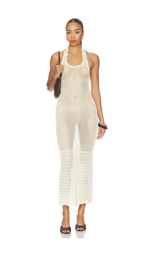 Tularosa Faelyn Halter Open Work Dress in Ivory by TULAROSA