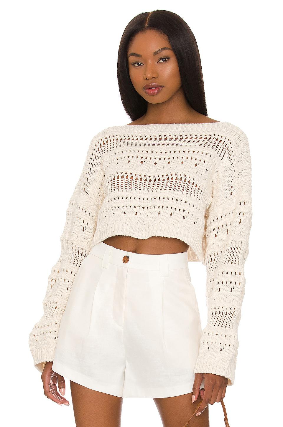 Tularosa Francis Open Stitch Cropped Pulllover in Ivory by TULAROSA