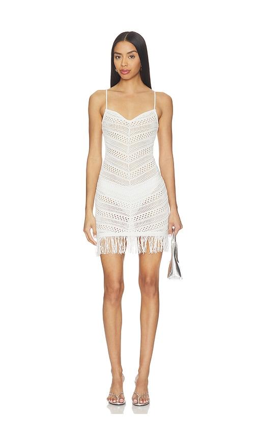 Tularosa Gelinda Fringe Mini Dress in Ivory by TULAROSA