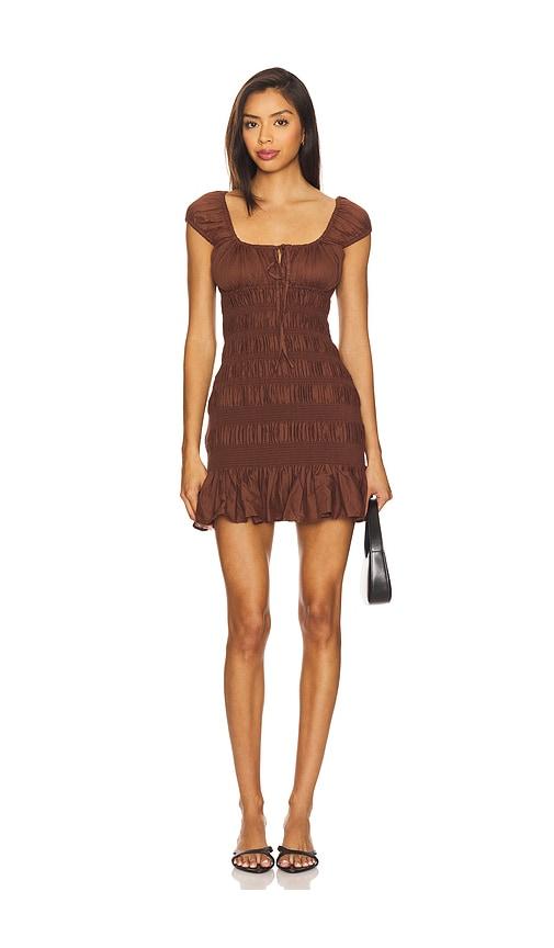 Tularosa Lucie Mini Dress in Chocolate by TULAROSA