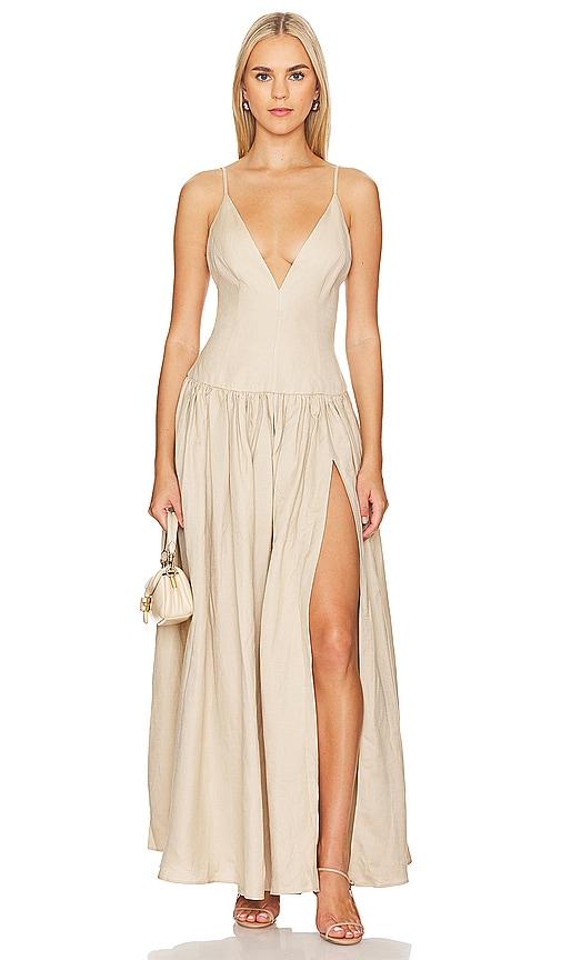 Tularosa Saylor Maxi Dress in Beige by TULAROSA